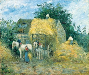 カミーユ・ピサロ Painting - 干し草の荷馬車 モンフーコー 1879年 カミーユ・ピサロ